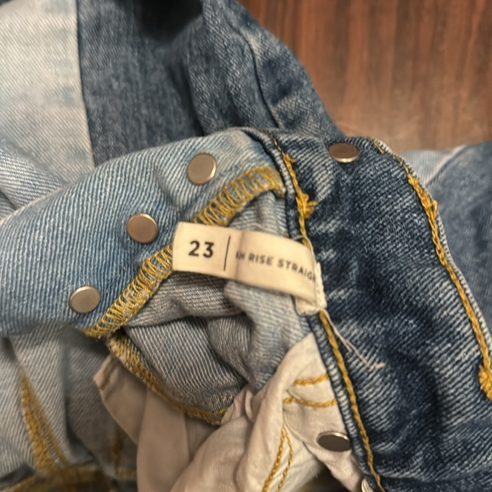 PacSun high-rise straight leg jeans - two tone denim - Picture 4 of 4